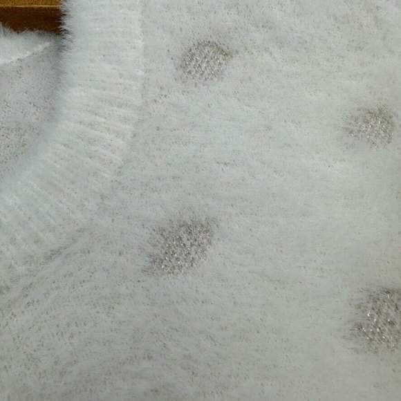 Marine Layer Arielle Crewneck Sweater Ivory/Pink Funfetti Size XS Fuzzy Polkadot - Picture 3 of 5